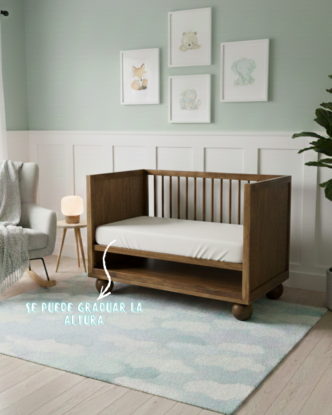 Cuna Baja Nogal — RENUEVA DECO